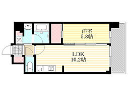 グランカーサ新大阪South 1LDKの間取図画像