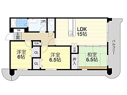 淀川ハイライフマンション 3LDKの間取図画像