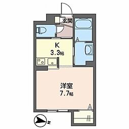 シャーメゾンワイエム 1Kの間取図画像