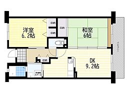 UR都市機構アルビス緑丘102号棟 2DKの間取図画像