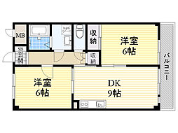 シャトレー多田 2DKの間取図画像
