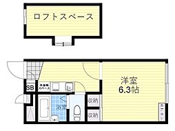 レオパレスエルガーデン 1Kの間取図画像