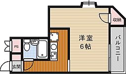キャロル清風荘 1Kの間取図画像
