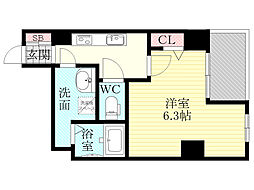 グランパシフィック木川東 1Kの間取図画像