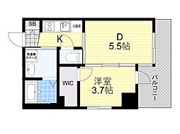 ファーストフィオーレ江坂垂水町II 1DKの間取図画像