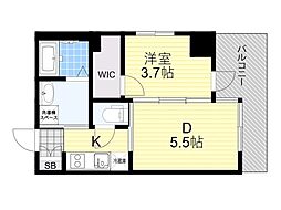 ファーストフィオーレ江坂垂水町II 1DKの間取図画像