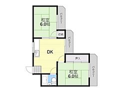 豊中エースハイツ 2DKの間取図画像