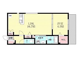 Kanon神崎川 1LDKの間取図画像
