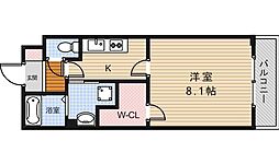 フローレス 1Kの間取図画像