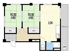 たかみビル 2LDKの間取図画像