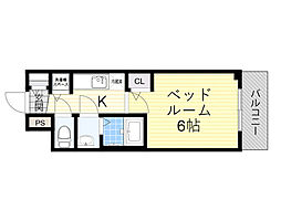 メインステージ大阪ノースマーク 1Kの間取図画像