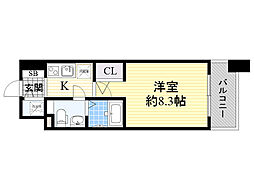 プラウドフラット新大阪 1Kの間取図画像