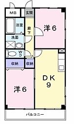 シャトレー多田 2DKの間取図画像