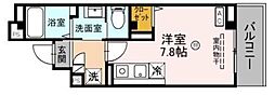 阪急宝塚本線 庄内駅 徒歩2分の賃貸マンション 3階ワンルームの間取り