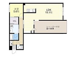 阪急宝塚本線 池田駅 徒歩16分の賃貸マンション 1階1LDKの間取り