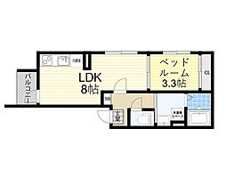 阪急千里線 下新庄駅 徒歩8分の賃貸アパート 3階1LDKの間取り