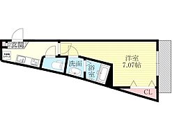 阪急京都本線 上新庄駅 徒歩5分の賃貸アパート 2階1Kの間取り