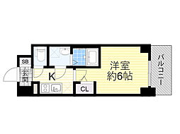 阪急京都本線 淡路駅 徒歩2分の賃貸マンション 10階1Kの間取り