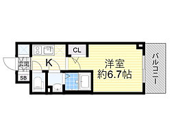 阪急京都本線 淡路駅 徒歩2分の賃貸マンション 11階1Kの間取り