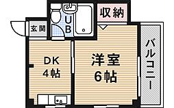 studio-I箕面 3階1DKの間取り