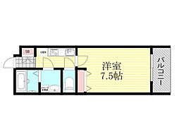 リヴィアス北大阪BREZZA 3階1Kの間取り
