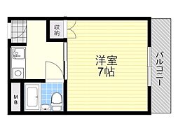 ハイツ中雅 1Kの間取図画像