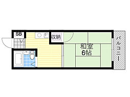 天神コーポ 1Kの間取図画像
