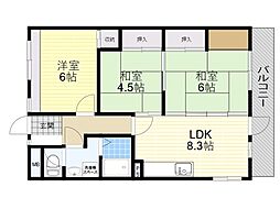 豊中スカイハイツ 3LDKの間取図画像