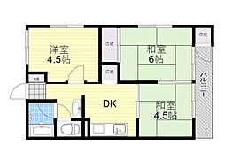 ハイツ梶山 3DKの間取図画像