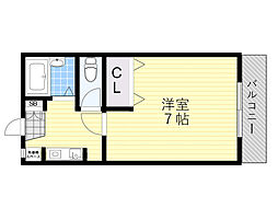 プチシャンブル箕面 1Kの間取図画像