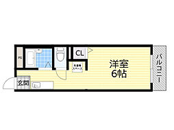ヴィラージュみのお ワンルームの間取図画像