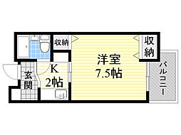 石橋パークヒルズ 1Kの間取図画像