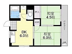 タナカ産業ビル2号館 2DKの間取図画像