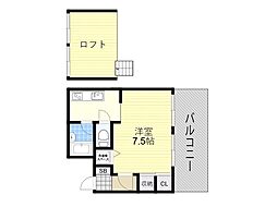 レイドール箕面 1Kの間取図画像