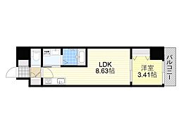 アーバンパーク新大阪 1LDKの間取図画像