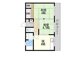 豊福マンション 2DKの間取図画像