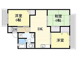 コート・ベルデュールA棟 3DKの間取図画像