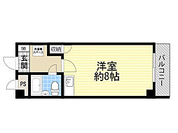 ロイヤルエスペラントオクノ2 ワンルームの間取図画像