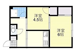 ふか喜マンション 2DKの間取図画像