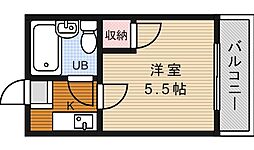 サンシャトー粟生間谷 1Kの間取図画像
