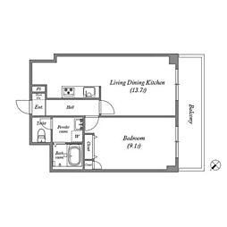中旺ビル 1LDKの間取図画像