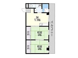 中村マンション 2DKの間取図画像