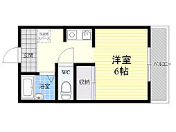 ハイツ由知 1Kの間取図画像