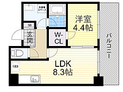 ホワイトハウス箕面 1LDKの間取図画像