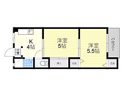 グレイス川西 2Kの間取図画像