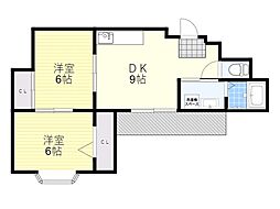 ヴェールアッシュ1 2LDKの間取図画像