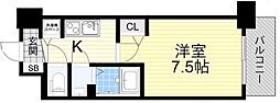 ディームス江坂 1Kの間取図画像