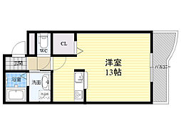 ドムール石橋 ワンルームの間取図画像
