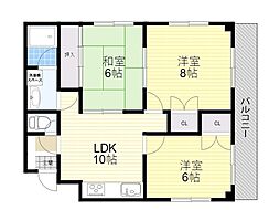 サンパレス桃山台二番館 3LDKの間取図画像