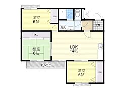 箕面リビエールハイツファースト 3LDKの間取図画像